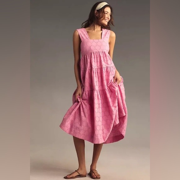 Anthropologie Dresses & Skirts - By Anthropologie Square-neck Eyelet Tiered Dress